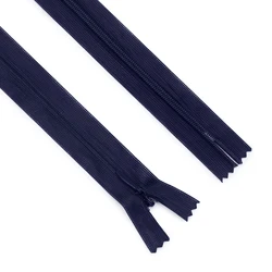 6 - Piece Set: Invisible Nylon Zippers with Lace Edge - Assorted Sizes - 60cm (Navy 100)