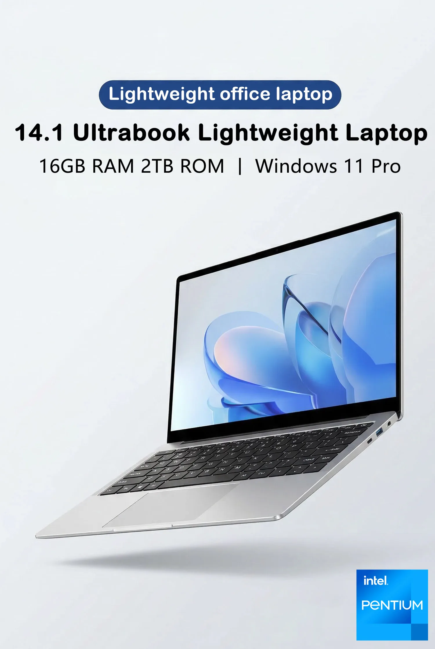 New Ultra Slim Laptop 14.1″ 16GB RAM 2TB SSD Intel 4405U Gaming PC 1920*1080 Display Office Study Computer PC Windows 11 Pro