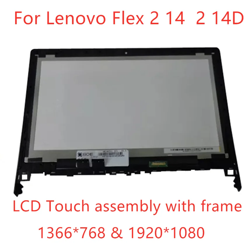 

14.0" For Lenovo Flex2-14 Flex 2 14 2 14D 20404 LCD Screen Assembly Touch Digitizer +frame Bezel N140BGE-EA3 LP140WF3 (SP)(L1)