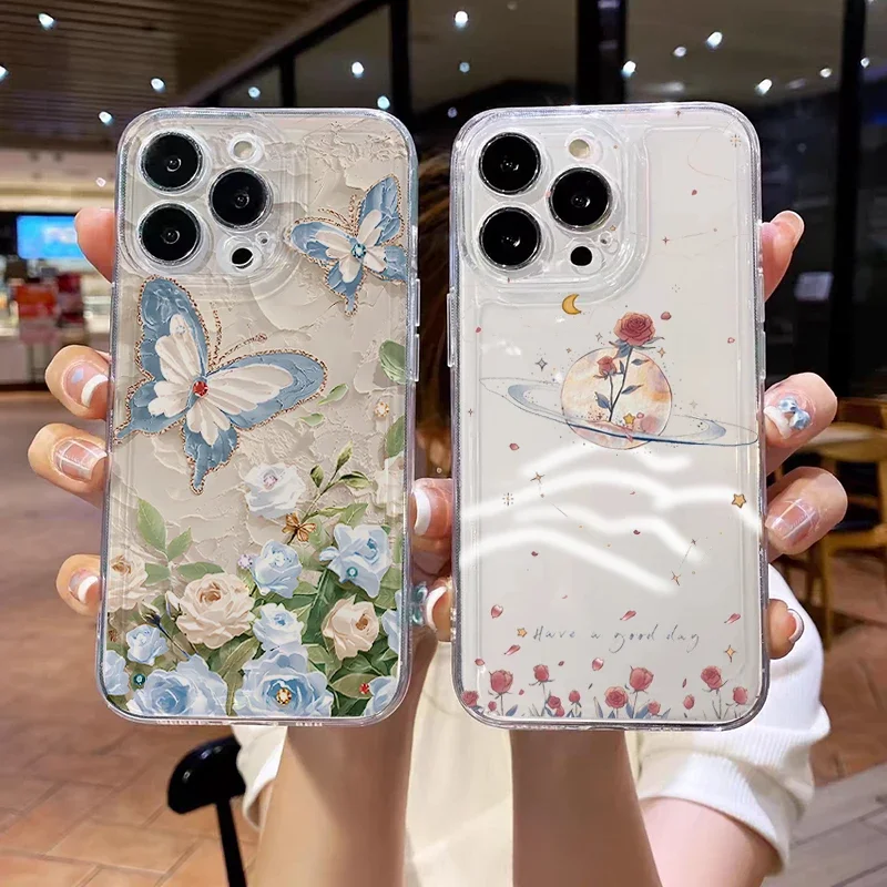 Butterfly & Flower Plant Decorative Phone Case Cover