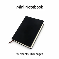 Compact Lined Journal - Portable Mini Pocket Notebook for Travel, Work & School (94 Sheets, 108 Pages) (Black)