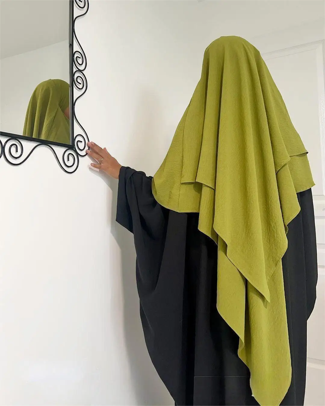 Hijab Long Khimar 2 Layers Ramadan Eid Prayer Garment Plain Muslim Headcarf Hijabs for Women Islamic Saudi Turkey Niqab Turban