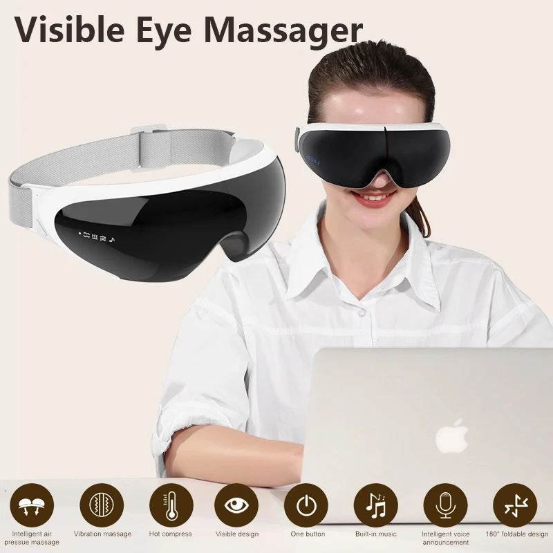 6D Visible Smart Eye Massager Heated Eye Mask Electric Vibration Airbag Pressure Music Care Relax Relif Fatigue Travel Rest For eye mask,eye massager