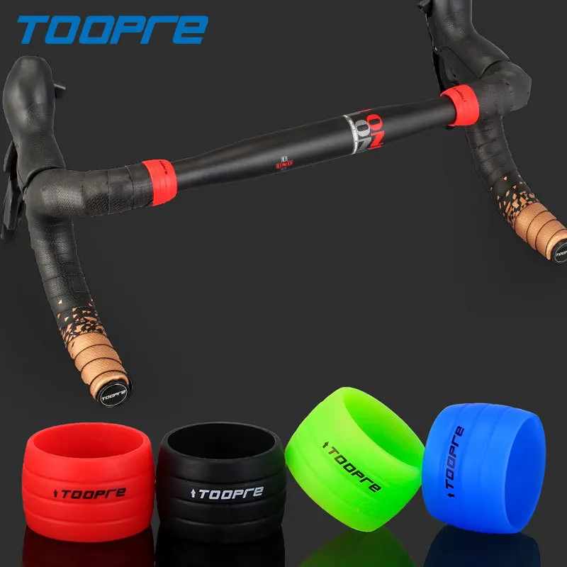 Bike Handlebar Tape TOOPRE 1 Pair Bicycle Handlebar Tape Fixing Loops Road Bike Handle Grip Wrap Holding Silicone Rings Cycling Fixed Sleeve Collar