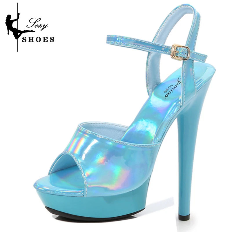 Female Platform Sandal 13CM/5Inch Laser Color Fad High Heels Dance Shoes Women Summer Platform Stiletto Gladiator Stripper Heels