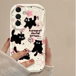 Black Star Cat 3D Wave Soft Silicone Phone Case Cover for Galaxy A51 4G (1)