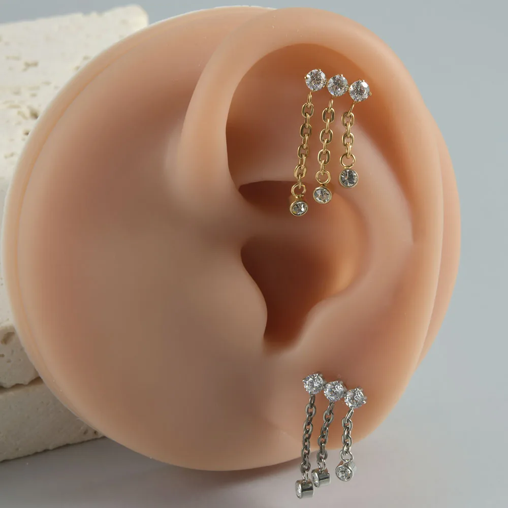 1 STÜCK G23 Titan Minimalistische baumelnde Knorpelohrringe Ohrstecker 16G Innengewinde Zirkon Helix Ohr Tragus Piercing Schmuck – Detail 18