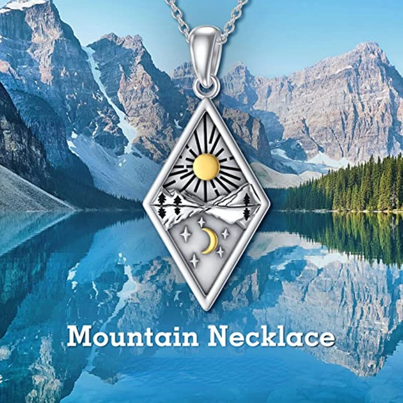 Diamond Shaped Sun Moon River Necklace For Women And Men_voghion.com