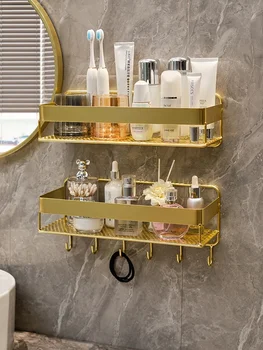 Gold Storage Rack ชั้นวางของในห้องน้ําติดผนังขาตั้งกล้องแชมพูและเจลอาบน้ําชั้นเก็บอุปกรณ์ห้องน้ํา 1