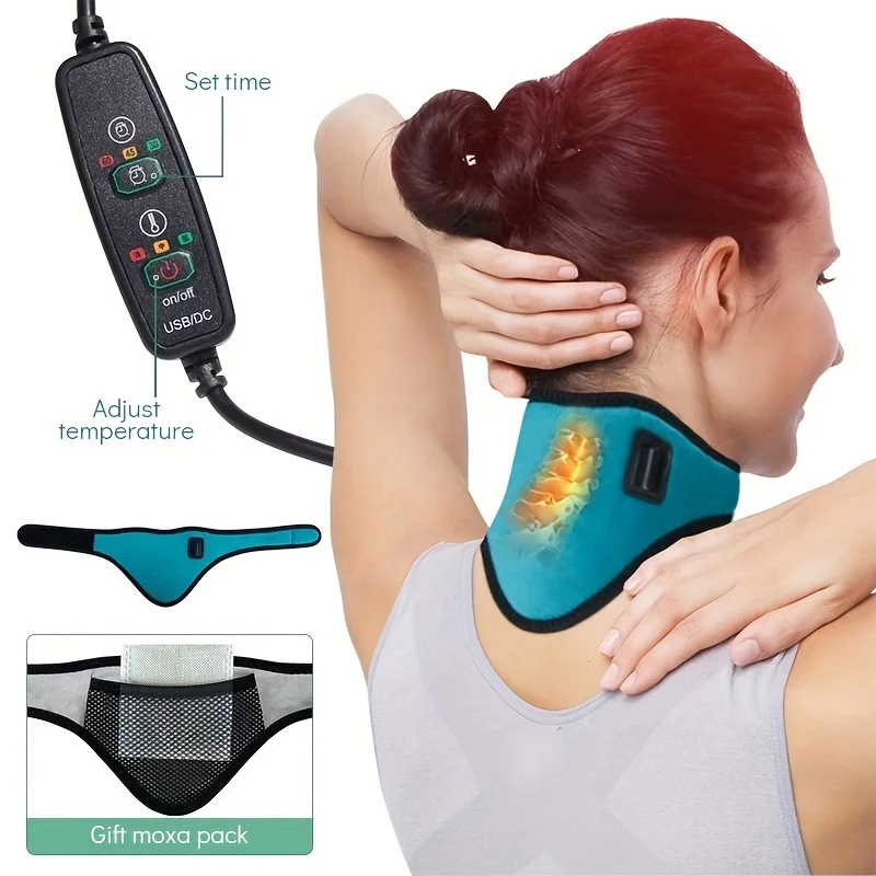 Fast-Heating Portable Neck Heating Pad for Arm/Leg, Neck Warmer Gifts for Mom Dad, Black/Blue/Rose, Heat Pad for Women Men, Soot 2