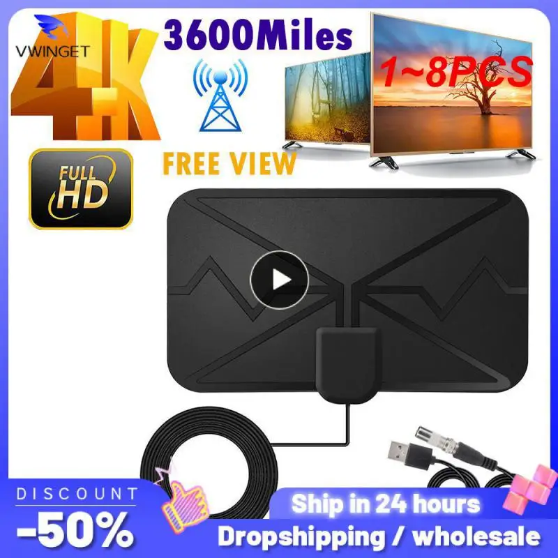 

1~8PCS Miles Smart TV Antenna 4K 25dB Digital DVB-T2 1080P Aerial with amplifier Booster For Motorhomes Boat Out Camping