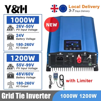 Y&H 1200W 1000W Grid Tie Inverter con limitatore Onda sinusoidale pura Inverter solare Modalità di scarica della batteria Ingresso 48V/24V WiFi opzionale