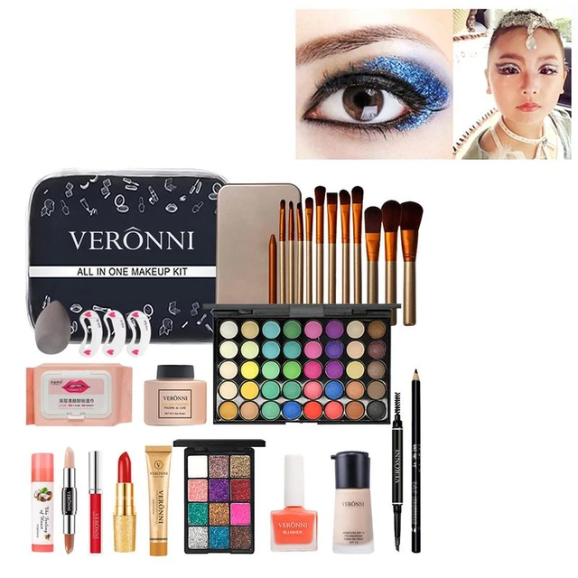 Kit de maquillaje todo en uno para mujer, juego profesional de 24 piezas,  paquete de larga duración, pincel, rímel, base, paleta de sombra de ojos,  maquillaje - AliExpress