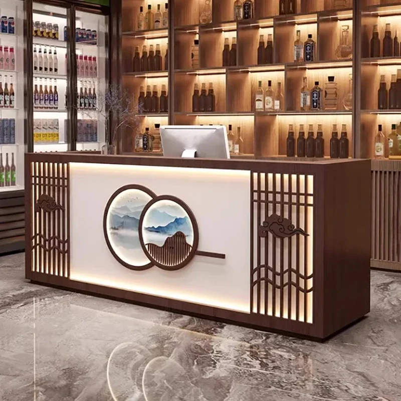 Design Professional Reception Desks Aesthetics Display Vintage Reception Desk Luxury Unique Mostrador Commercial Furniture