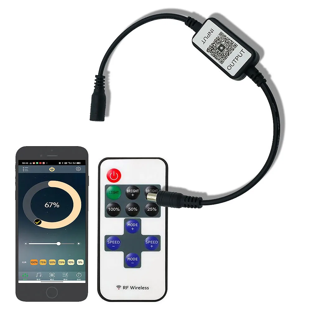 11 Key Mini Bluetooth Monochrome Controller LED Monochrome Light Strip Wireless Bluetooth Dimming Controller DC5-24V