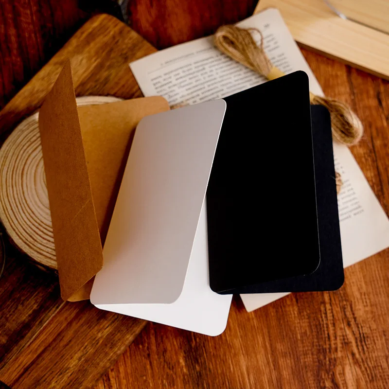 Folding Kraft Paper Blank Cards 10Pcs With Rope Gift Blessing Card For Christmas Wedding Birthday Invitation Card Decoration