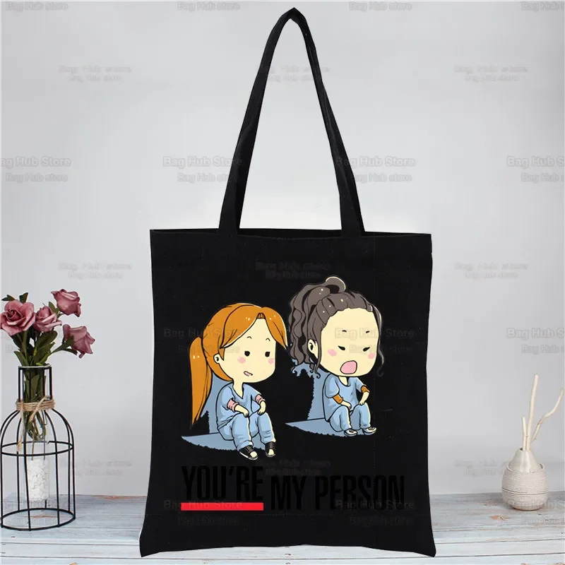 Greys Anatomy You're My Person Heart Shopping Bag Grocery Shopper Jute Bag Shopping Tote Bag Shoping Reusable Bolsa Sacolas