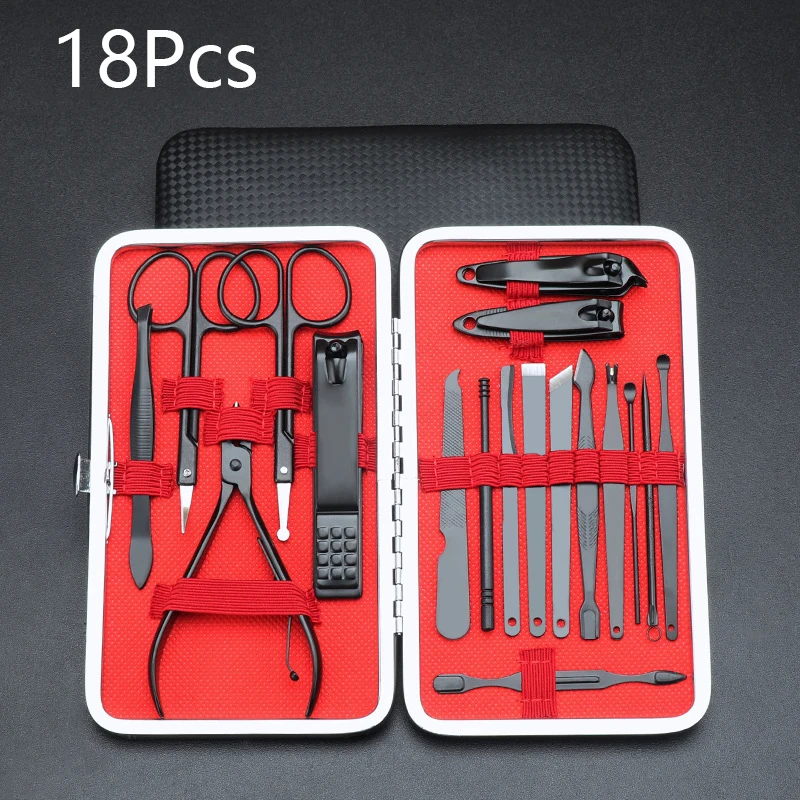 전문 손톱 발톱 트리밍 도구, 여행용 케이스 포함 매니큐어 키트, 여성 및 남성..