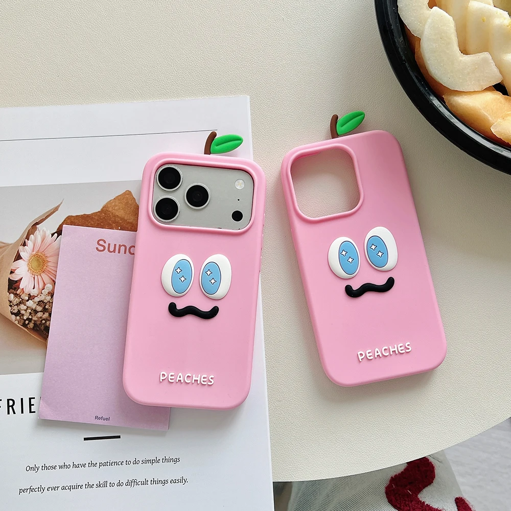 Kawaii 3D Cartoon Honey Peach Shockproof Soft Silicone Phone Case