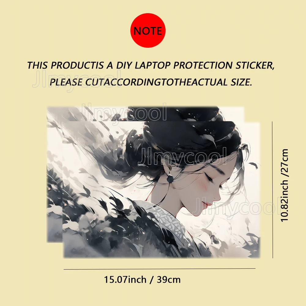 2 조각 애니메이션 조용한 고대 스타일 비닐 노트북 스티커 HP 용 자체 접착 케이스 Lenovo Apple ASUS 스티커 설치가 용이함