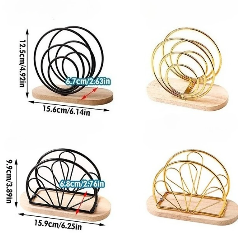 Nordic Iron Napkin Holder with Wood Base for Home and Hotel