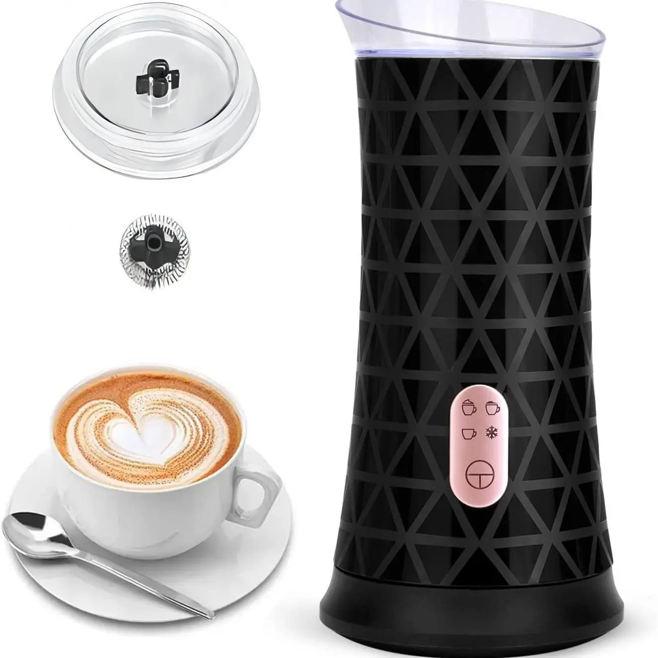 Automatic Hot and Cold Milk Frother Warmer for Latte Foam Maker Heated Milk Bubbler Stainless Steel Silent Coffee Maker
