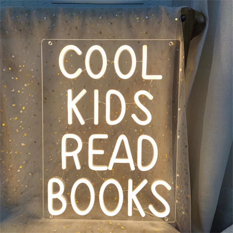 Kids' Reading Neon Sign Usb Powered Led Wall Art For Bedroom Library Decor Neon Signs Kid Room Party Decoration Neon Light Signs