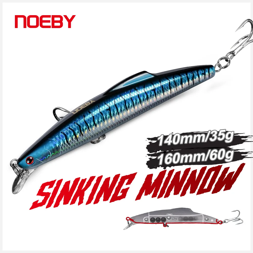 

NOEBY Sinking Minnow Fishing Lure 140mm/35g 160mm/60g Wobblers Trolling Saltwater Artificial Hard Bait for Tuna Sea Fishing Lure