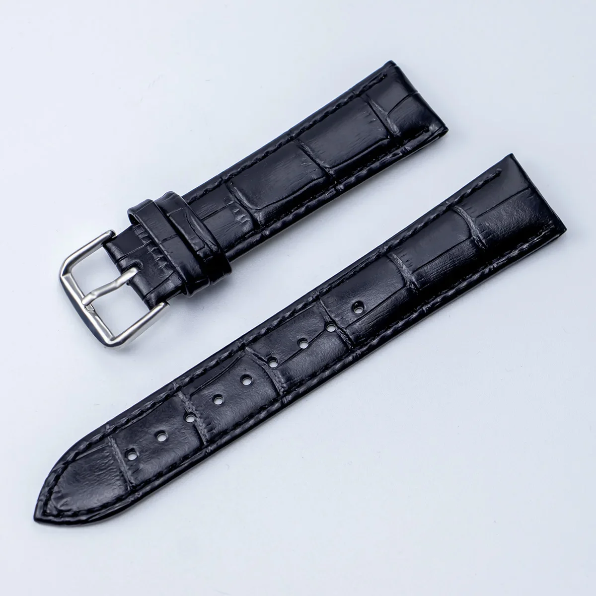 Elegant Leather Watch Strap - Soft, Comfortable, and Adjustable with Pin Buckle