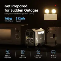 Portable Power Station 512Wh SiC Tech Solar Generator 700W(Peak 1400W) AC Outlets 4000 Cycles LiFePO4 Battery 50min Fast Charge 2