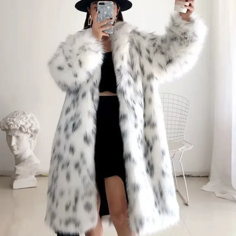 

Jackets Faux Fur Coat Women Coat Long Waistless Long Sleeved Fox Fur
