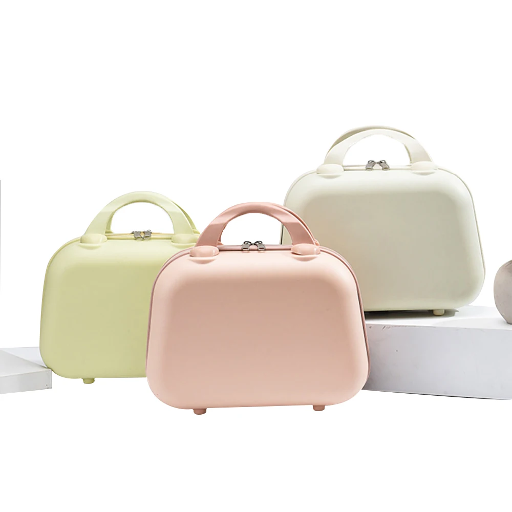 

14 inch Hand Luggage Portable Makeup Travel Case Mini ABS Carrying Suitcase with Elastic Band Cosmetic for Travel Camping Women