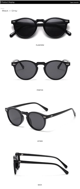 SO&EI Retro Runde Polarisierte Sonnenbrille Frauen Mode Nieten Dekoration Shades UV400 Männer Punk Dunkelgrün Sonnenbrille_voghion.com
