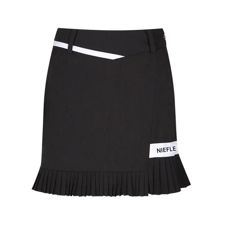 Spring and Summer New Golf Set Women's Long sleeved T-shirt with Sunscreen Ice Silk Splice Top Wrapped Hip Pleated Skirt Women
