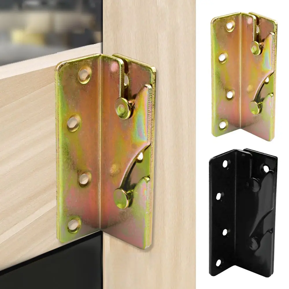 4 Set Brass Connection Corner Bed Hinge Tone Furniture Wood Bed Rail