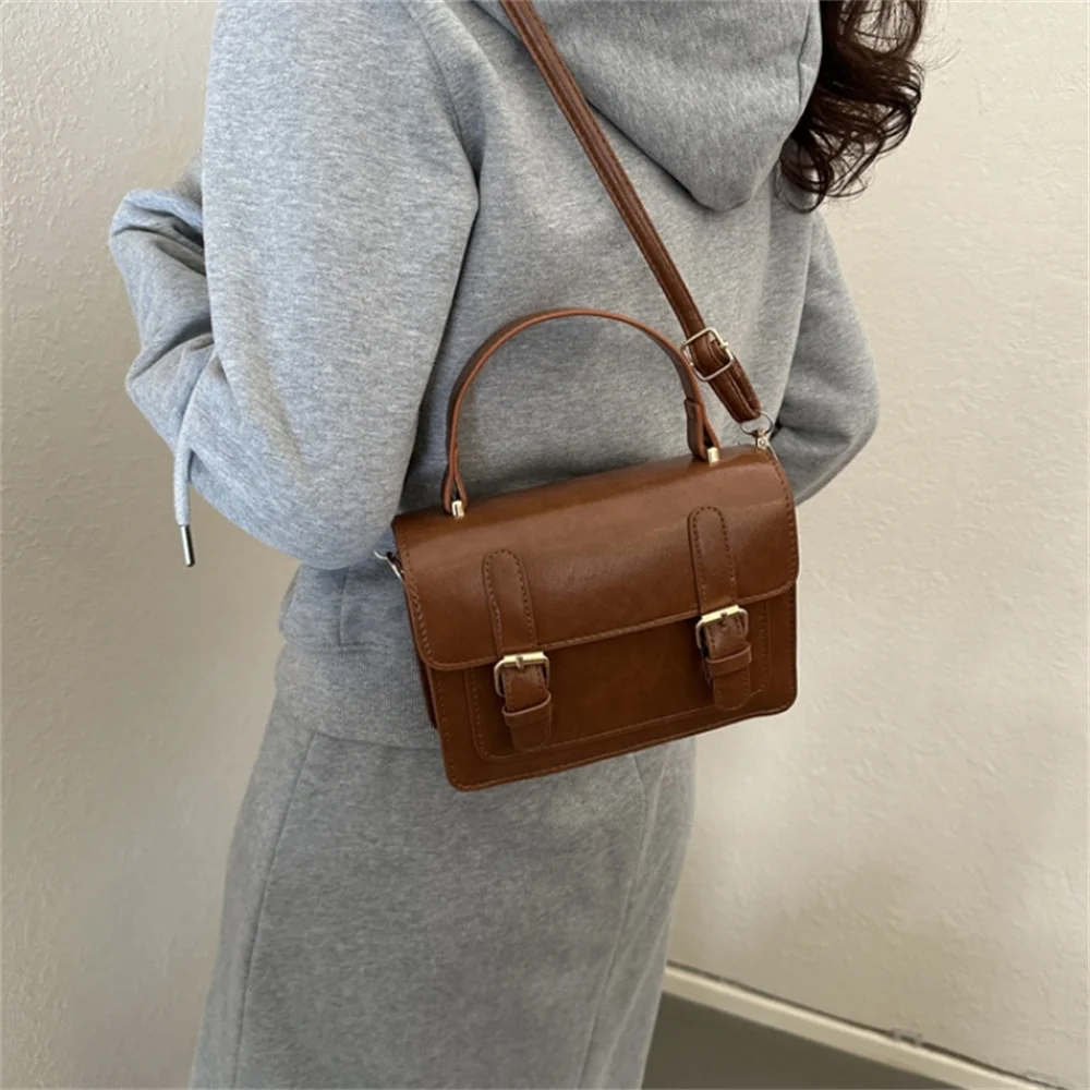 Vintage Women's Bag Lady Retro Small Square Female Shoulder Crossbody Bag Messenger Female High Quality Pu Leather Flap Handbag