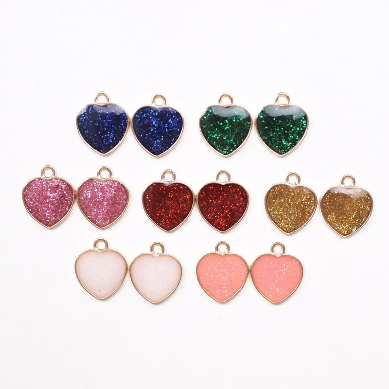 

10PC Pearlescent Geometric Love Heart Enamel Charms Alloy Cartoon Hearts Earrings Keychain Pendant Diy Jewelry Accessories