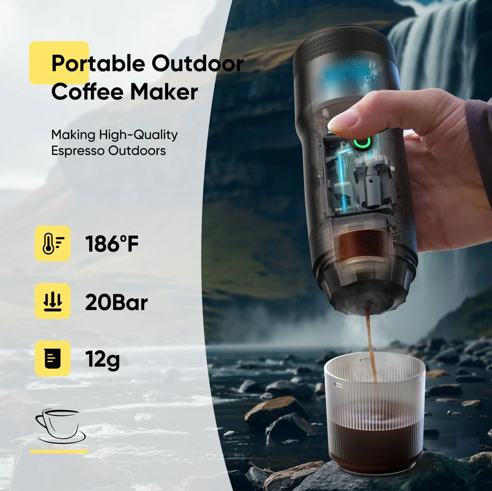 Portable Electric Espresso Machine, Car Self-Heating Coffee Maker with USB-DC, Travel Coffee Machine for Camping - Image 4