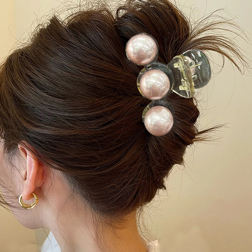 Pearl Sweet Hair Claw For Women Simple Ponytail Hairpin Ladies Temperament French Hair Crab Clip Fashion Hair Accessories