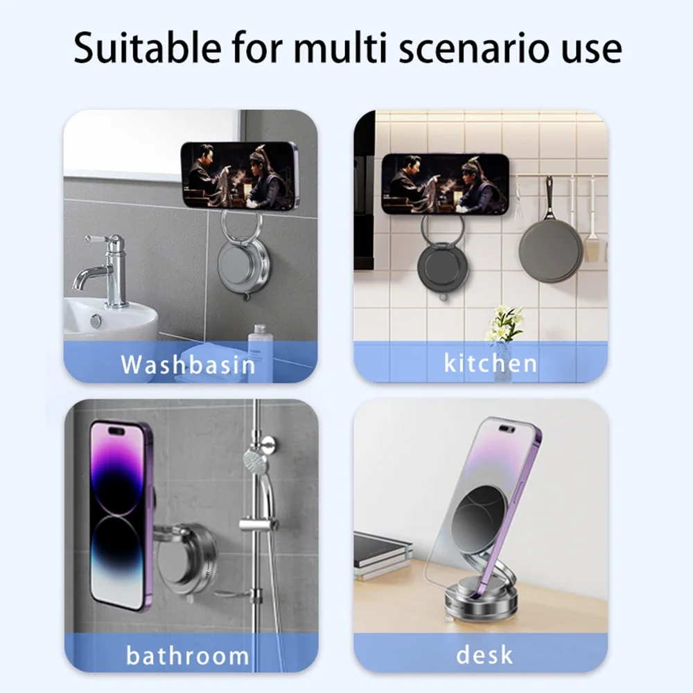 Kebidumei Foldable Phone Holder Car Magnetic Vacuum Adsorption Bracket 360 Degree Rotation GPS Navigation Support Sucker Stand