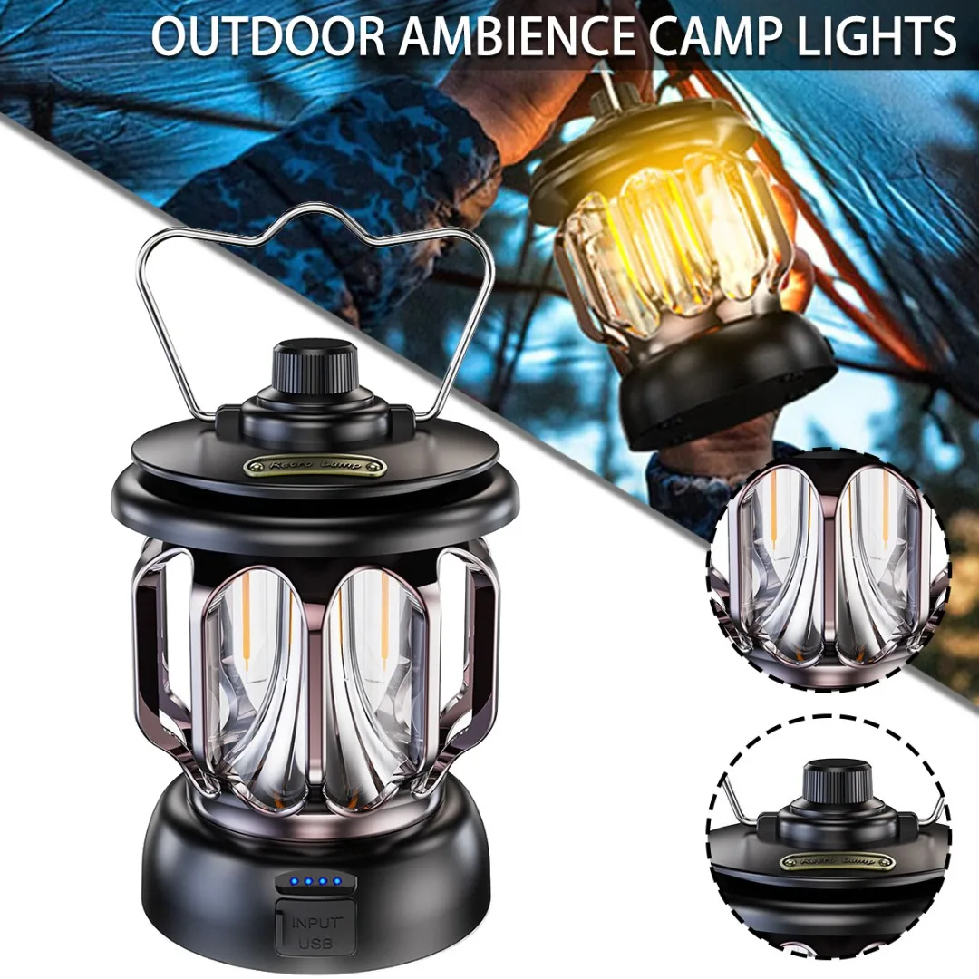 

1 шт., водонепроницаемый светодиодный фонарь для кемпинга, с USB-зарядкой