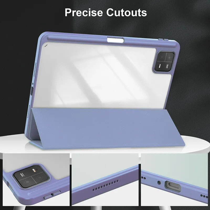 Transparent Hard Back Case with Awake / Sleep Cover for Xiaomi Redmi Pad SE 11 Inch tablet case