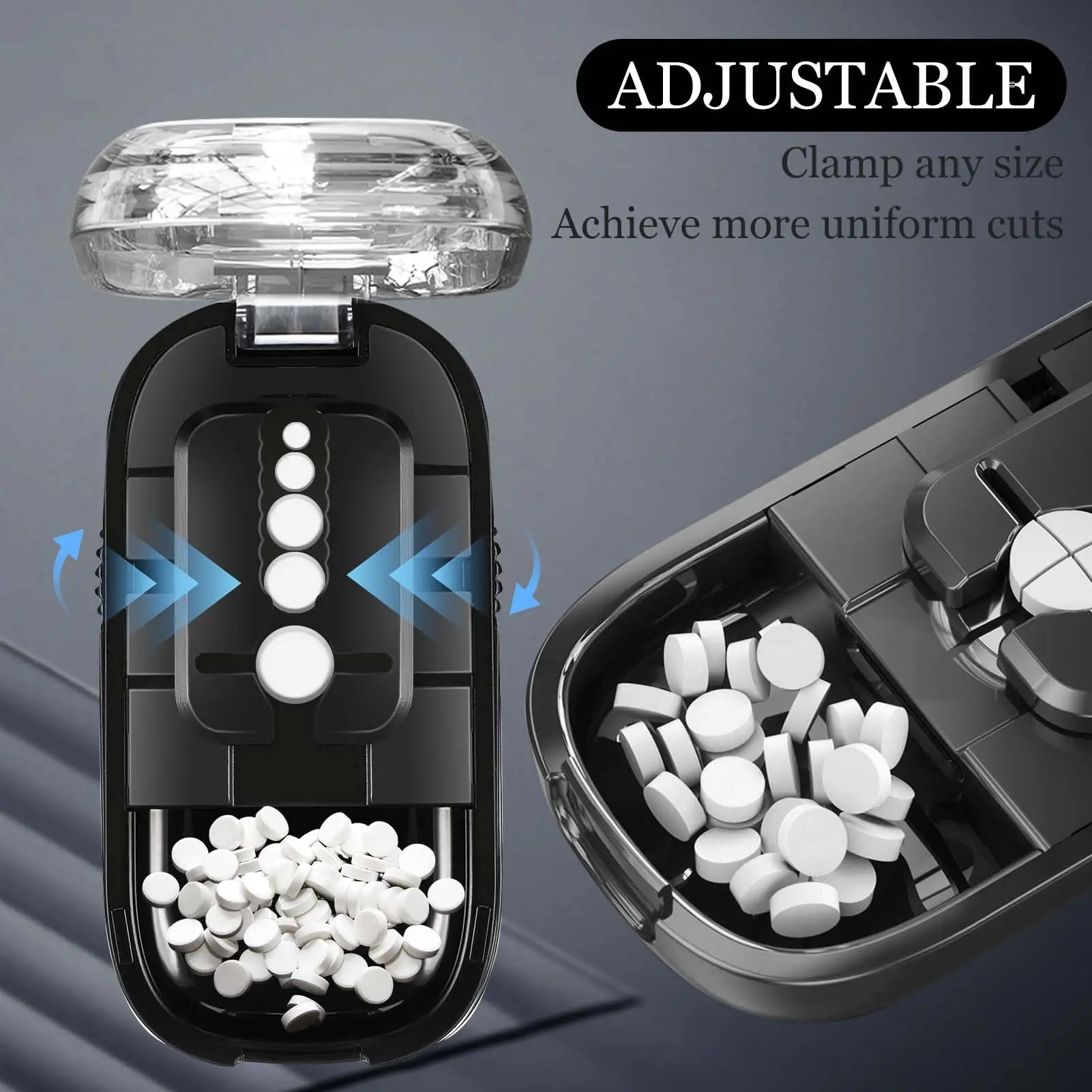 Health Pills Case Quarter Pill Cutter Storage Box Portable Medicine Tablet Medicine Dustproof Divider for Small Pills and Large