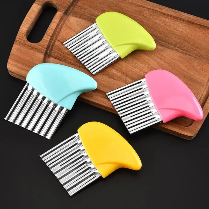 Potato Cutter Chips French Fry Maker Stainless Steel Wavy Knife French Fries Chopper kitchen Knife Fry Maker Tool SN4347
