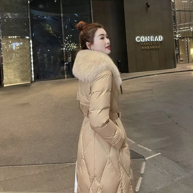 2023 New Women Down Jacket Winter Coat Female Wear A Big Fur Collar  Parkas Long  Pattern Outwear  Thicken Overcoat