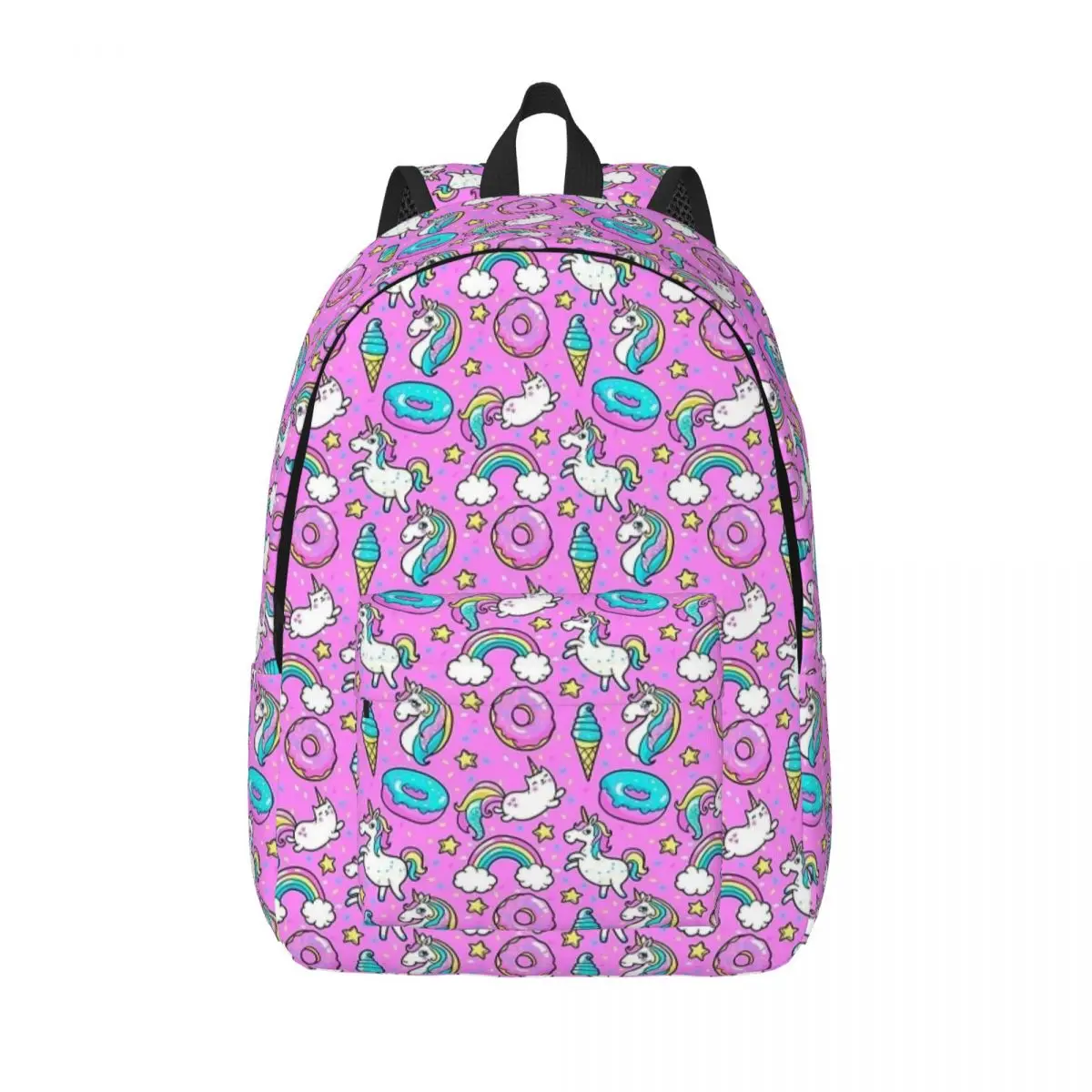 

Unicorn Donut Cat Teenage Backpack Sports Student Hiking Travel Ice Cream Rainbow Pattern Daypack for Men Women College Bag