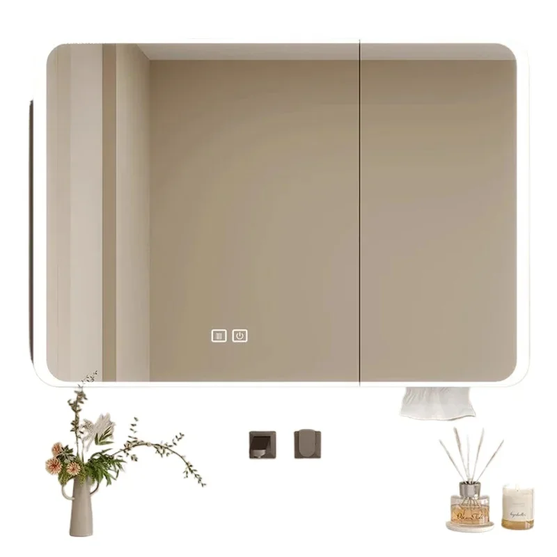 Modern Simplicity Smart Bathroom Mirror Cabinet Arc Aluminum Anti-fog Anti-rust Mirror Cabinet Home Furniture أثاث حمامات FYBC