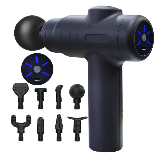 Deep Tissue Massage Gun for Whole Body Back Neck Massager Rechargeable Handheld Percussion with 8 Heads