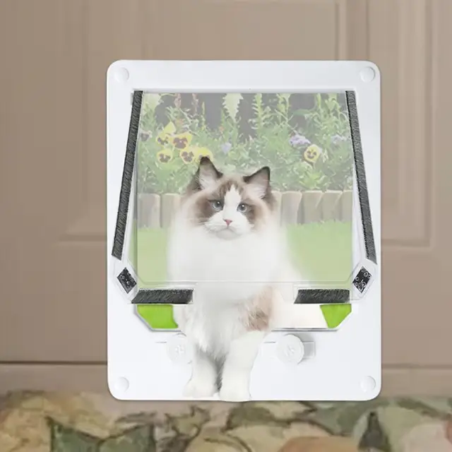 4 Way Cat Door Small Pet Door Locking Inside Dog Door Weatherproof Pet Exterior Bedroom Door for Pets Cats Puppy Kittens Puppies 3