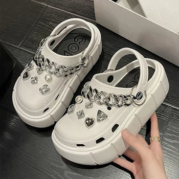 6cm DIY Platform Slippers Summer Women's Sandals Wedges Ladies Outdoor Clogs Thick Street Beach Slides Girls Garden Shoes 1